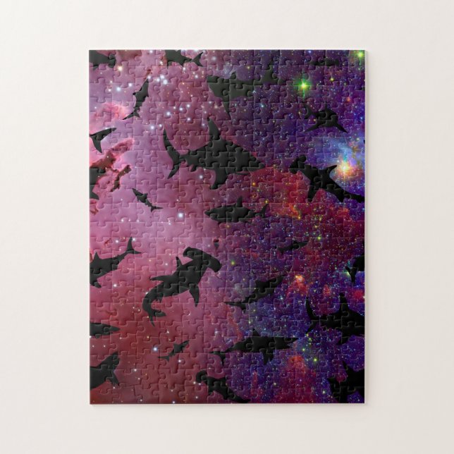 Modern shark fish jaws whale under the sea galaxy jigsaw puzzle (Vertical)