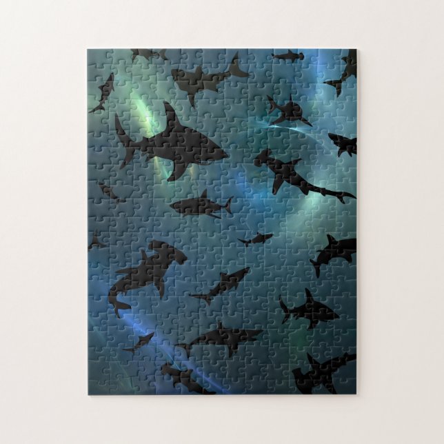 Modern shark fish jaws whale under the sea galaxy jigsaw puzzle (Vertical)