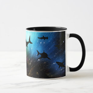 Modern shark fish jaws whale under the sea galaxy mug