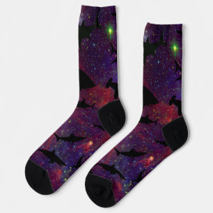 Modern shark fish jaws whale under the sea galaxy socks