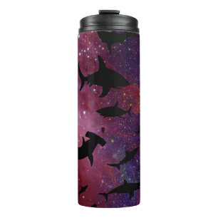 Modern shark fish jaws whale under the sea galaxy thermal tumbler