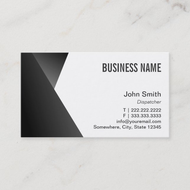 Modern Sharp Black & White Dispatcher Business Card (Front)