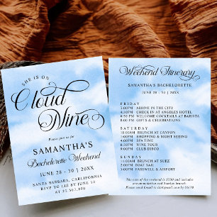 Modern She Is On Cloud 9 Bachelorette Weekend Invitation