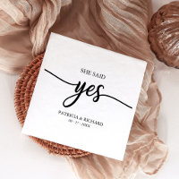 Modern She Said Yes Engagement Party Napkins