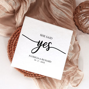 Modern She Said Yes Engagement Party Napkins