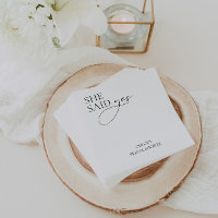 Modern "She Said Yes" Napkins for Bridal Shower