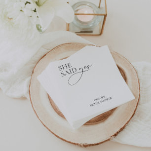 Modern "She Said Yes" Napkins for Bridal Shower
