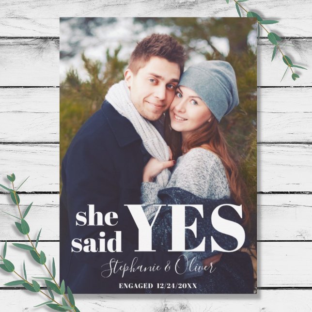Modern She Said Yes Photo Engagement Announcement (Creator Uploaded)
