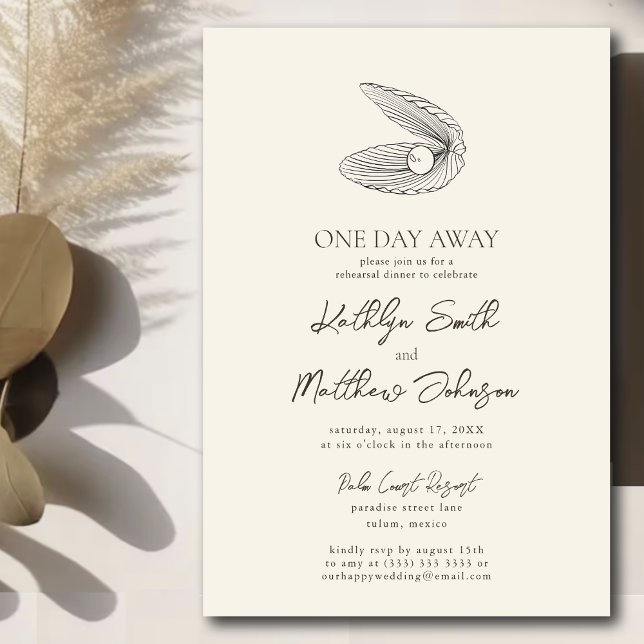 Modern Shell Beach Ocean One Day Away Invitation (Creator Uploaded)