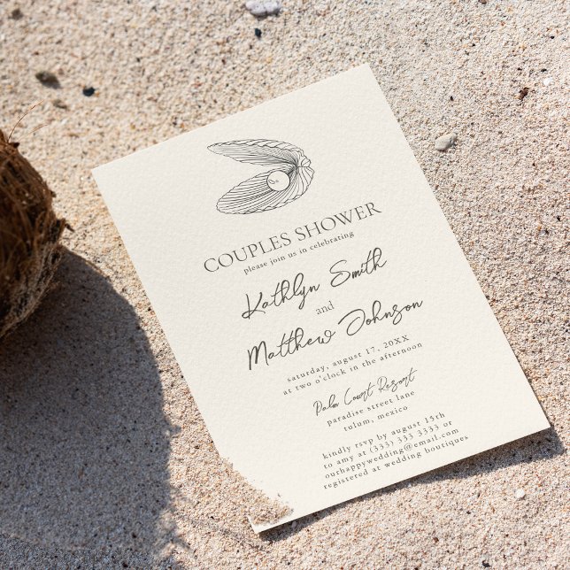 Modern Shell Beach Ocean Wedding Couples Shower Invitation (Creator Uploaded)