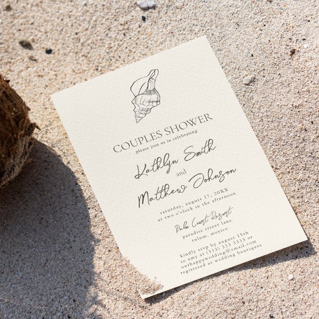 Modern Shell Beach Ocean Wedding Couples Shower Invitation (Creator Uploaded)