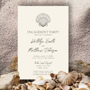 Modern Shell Beach Ocean Wedding Engagement Party Invitation