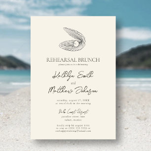 Modern Shell Beach Ocean Wedding Rehearsal Brunch Invitation