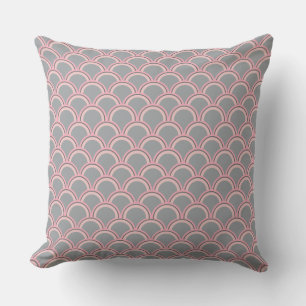 Modern Shell Pattern Pink And Grey Cushion