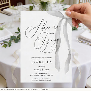 Modern She's Tying The Knot Bow Bridal Shower Invitation