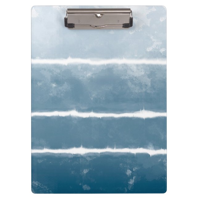 Modern Shibori Ombre Retro Tie Dye Hippie Indigo   Clipboard (Front)