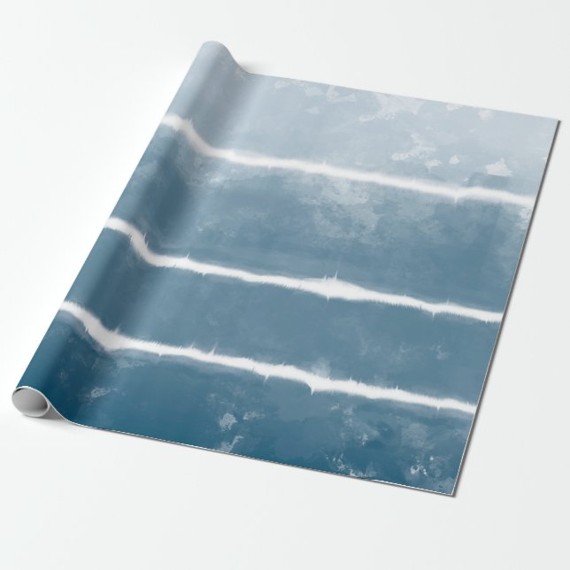 Modern Shibori Ombre Retro Tie Dye Hippie Indigo   Wrapping Paper (Unrolled)