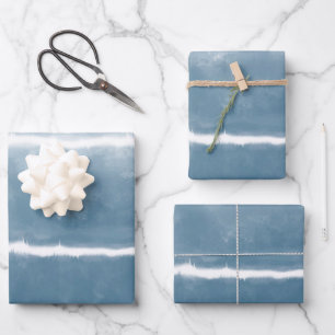 Modern Shibori Ombre Retro Tie Dye Hippie Indigo   Wrapping Paper Sheet