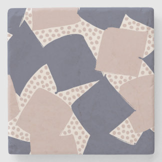Modern Shield: Abstract Geometric Desert Oasis Stone Coaster