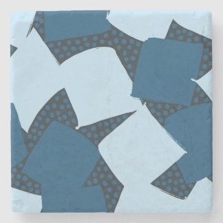 Modern Shield: Abstract Geometric Midnight Jungle Stone Coaster