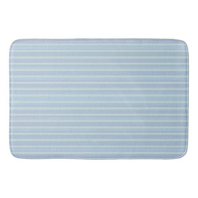 Modern Shimmering Blue Striped Bath Mat (Front)