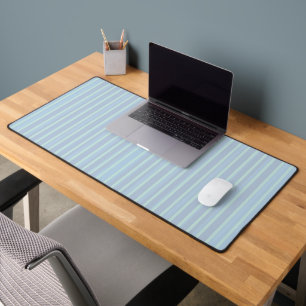 Modern Shimmering Blue Striped Mousepad Desk Mat