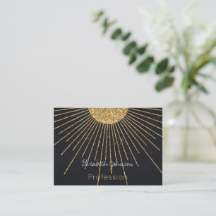 Modern Shining Golden Sun Black Design Business Card