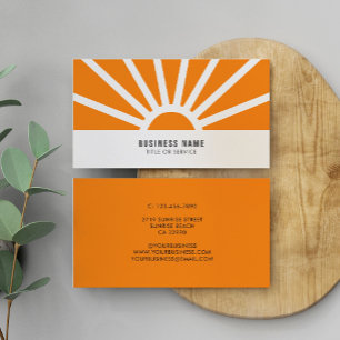 Modern Shining Sun Sunset Sunrays Orange Business Card