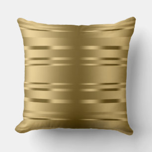 Modern Shiny Gold Stripes Pattern Cushion