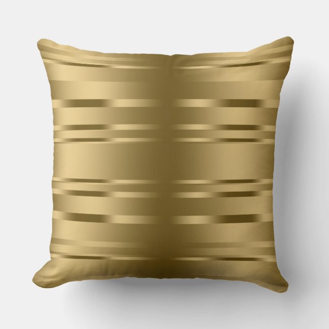 Modern Shiny Gold Stripes Pattern Cushion (Front)