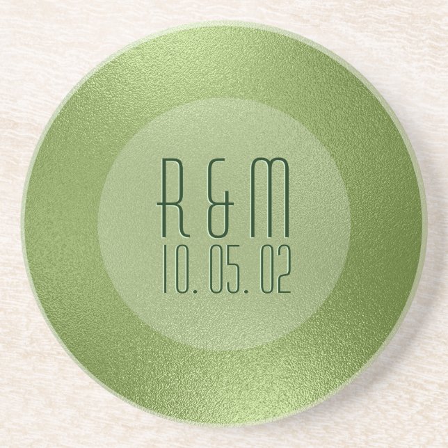 Modern Shiny Green Abstract Background Coaster (Front)