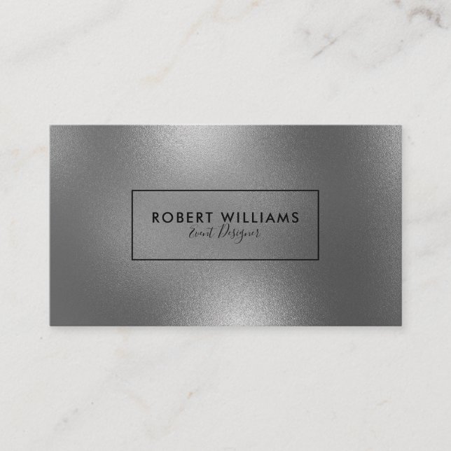 Modern Shiny Silver Grey Abstract Background Business Card (Front)