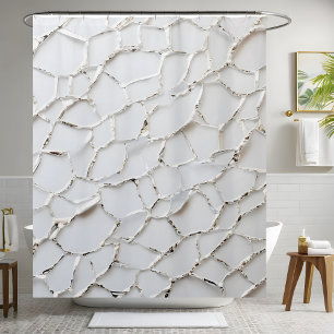 Modern Shiny White Sequin Shower Curtains
