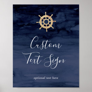 Modern Ship Helm Cards & Gifts Custom Text Sign