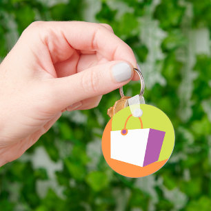 Modern Shopping Bag Icon Minimalist Retail Key Ring