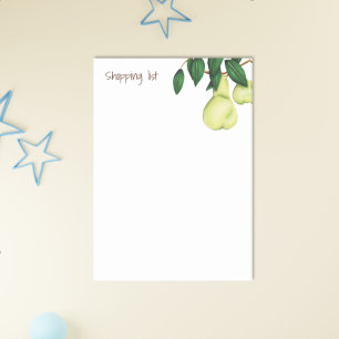 Modern Shopping List Green Pear Fruit Tree Post-it Notes