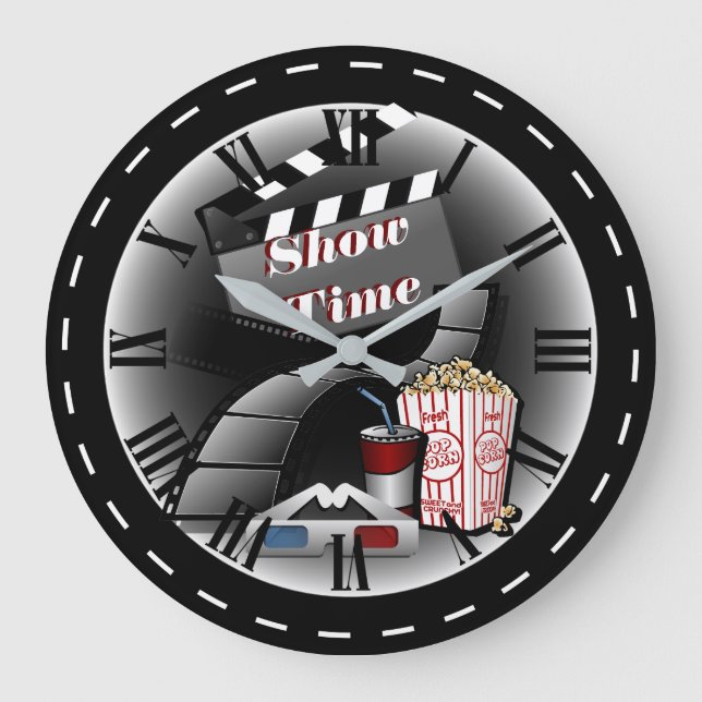 Modern Showtime Movie Theatre Large Clock (Front)