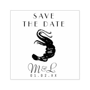 Modern Shrimp Ocean Save the Date Design Stamp