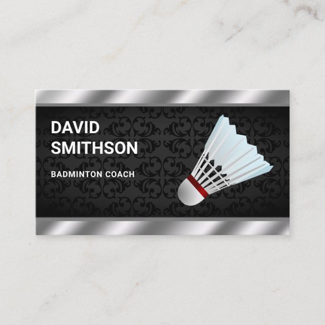 Modern Shuttlecock Professional Badminton Coach Business Card (Front)