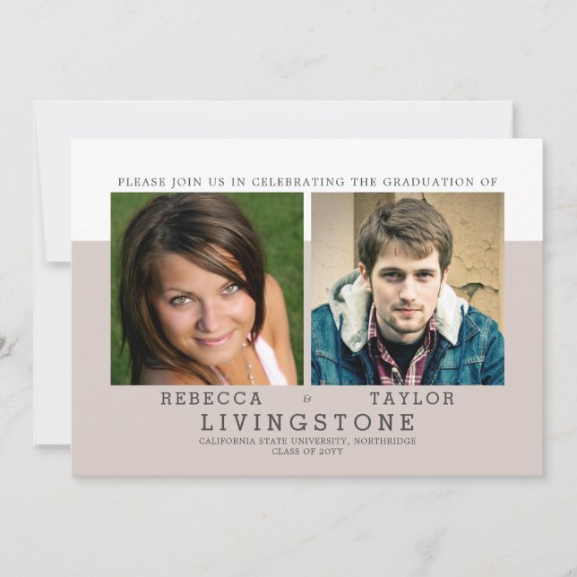 Modern Siblings Photo Graduation Announcement (Front)