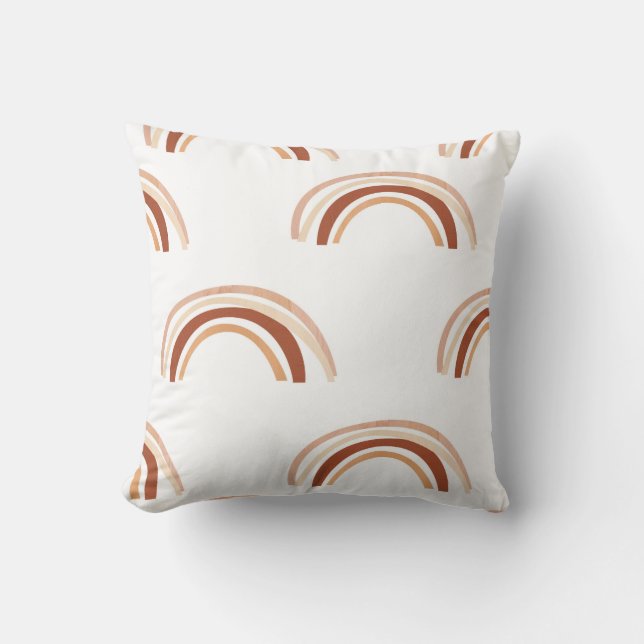 Modern Sienna Boho Rainbow Throw Pillow (Front)