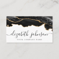 Modern Signature Black Gold Glitter Agate Marble B