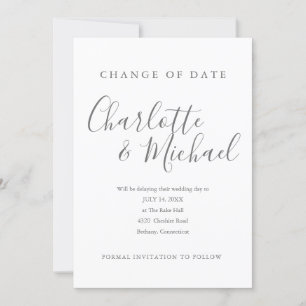 Modern Signature Change the Date Postponed Invitation