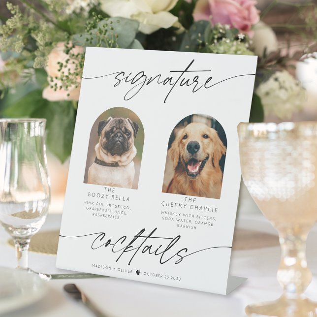 Modern Signature Cocktails Pet Photo Pedestal Sign (Creator Uploaded)