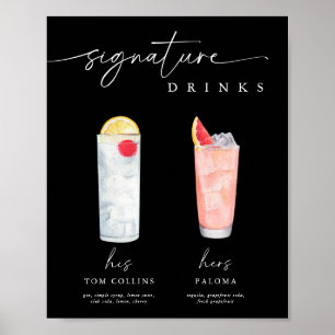Modern Signature Drinks Wedding Sign Bar Sign