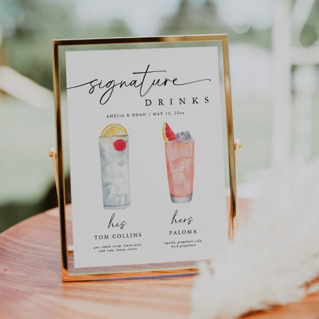 Modern Signature Drinks Wedding Sign Bar Sign (Creator Uploaded)