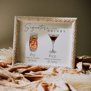 Modern Signature Drinks Wedding Sign Bar Sign