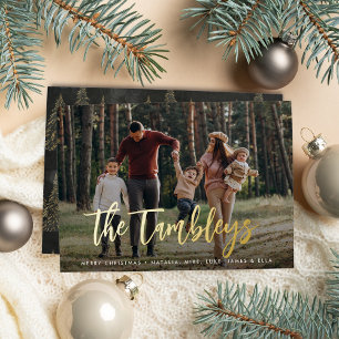 Modern Signature   Horizontal Photo Foil Holiday Card