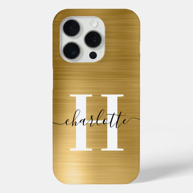 Modern Signature Monogram Gold Foil Case-Mate iPhone Case (Back)