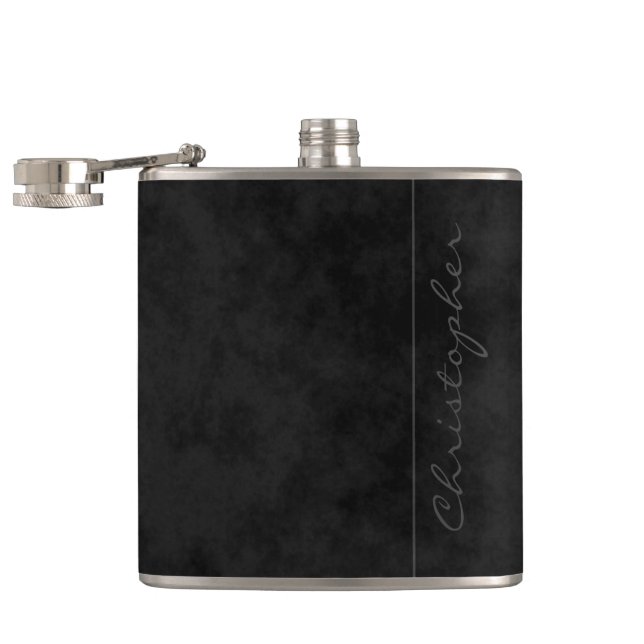 * Modern Signature Mottled Black Hip Flask (Opened)